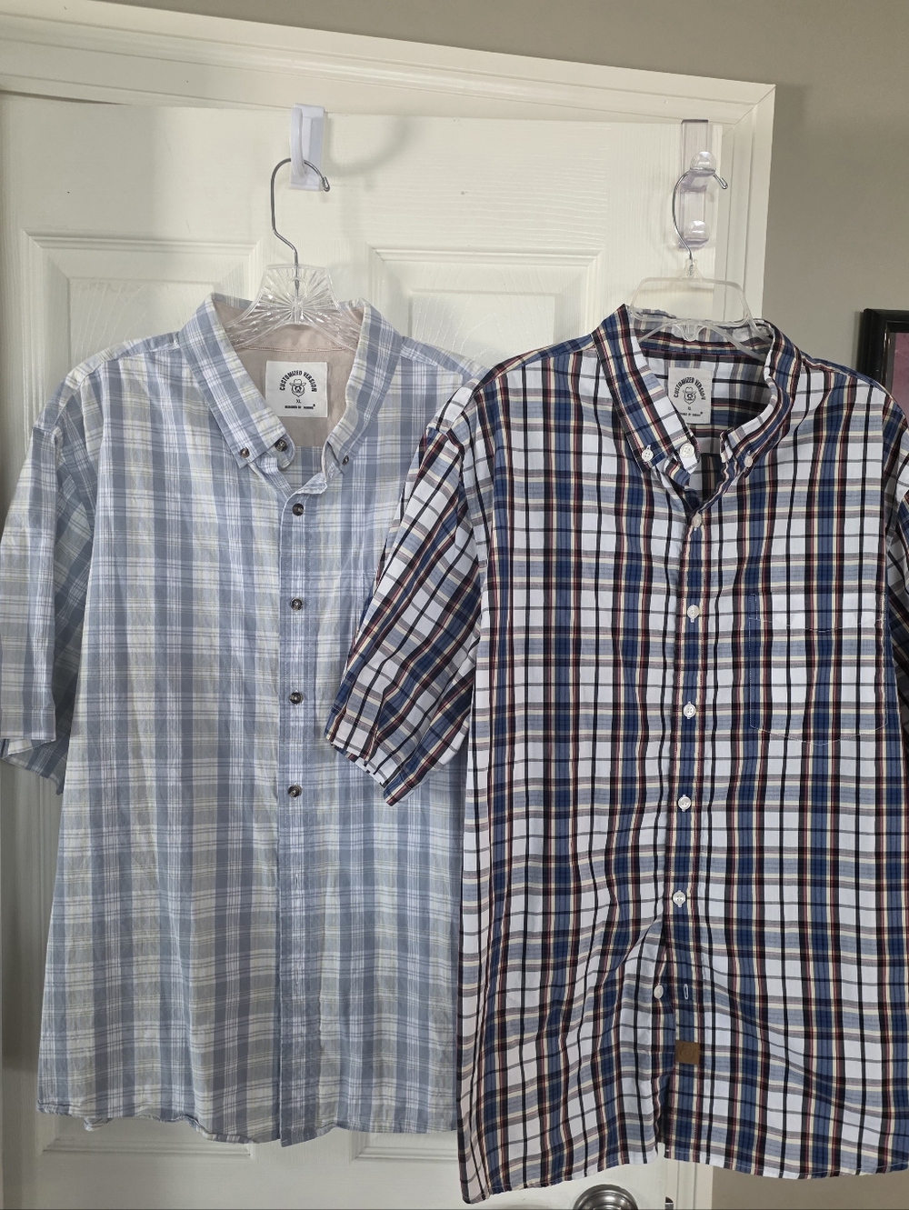 Lot (2) Dubinik Mens Plaid Short Sleeve Button Cotton Shirts XL